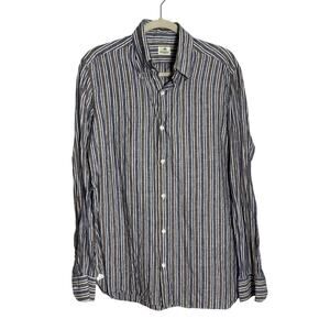 Luigi Borrelli Napoli Striped Linen Button Down Italy Men's 16/41